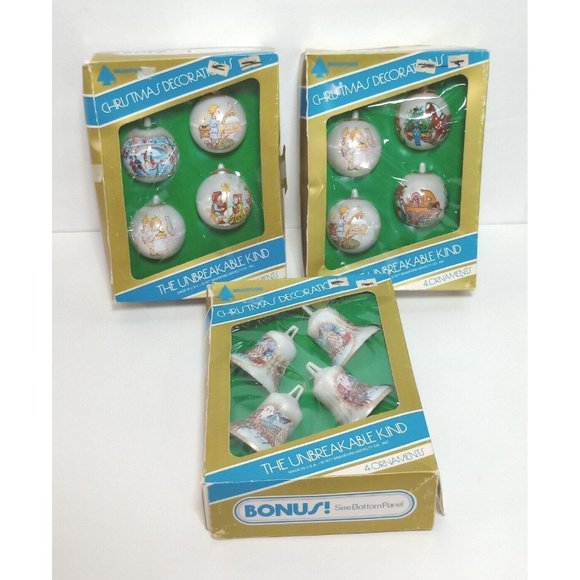 Vintage Bradford The Unbreakable Kind Set Of 12 Christmas Ornaments - Picture 1 of 9